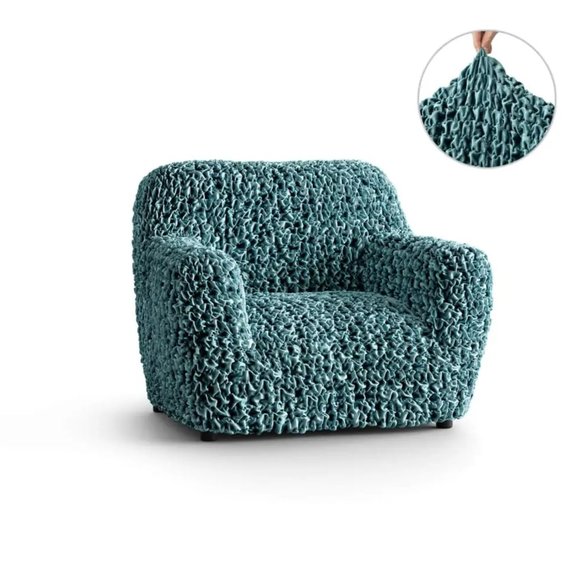 ARMCHAIR SLIPCOVER, FUCO VELVET COLLECTION, DARK TURQUOISE